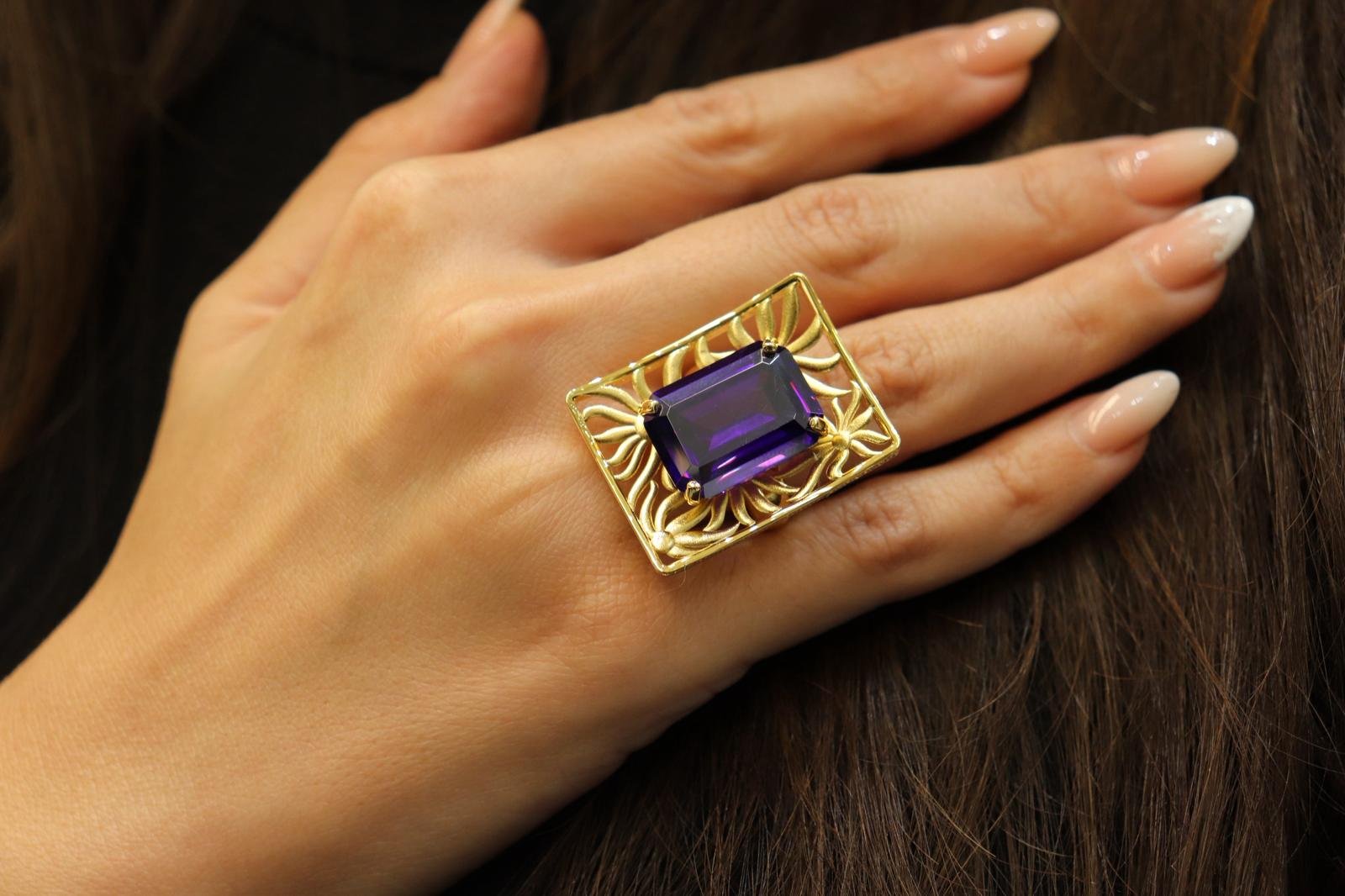 Gold ring with blue stone